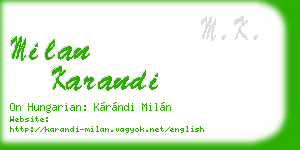 milan karandi business card